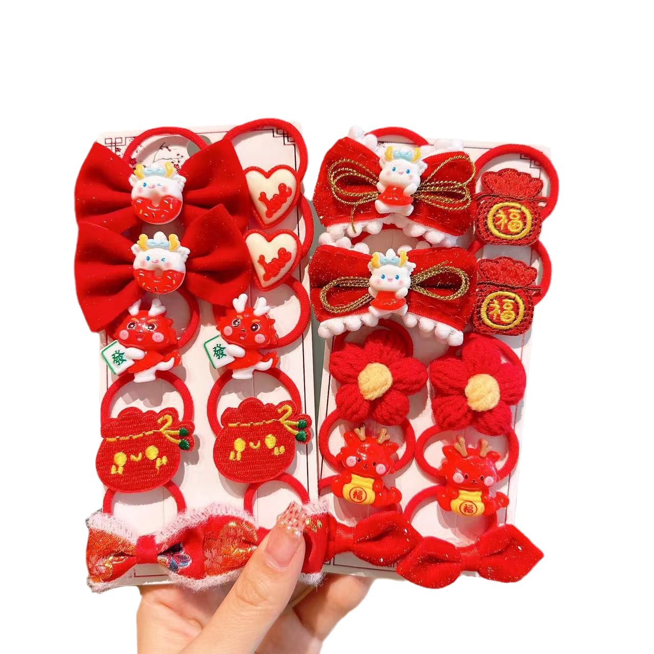 Las chicas de la banda de goma del Año Nuevo de los niños no lastiman el pelo de alta banda de goma elástica bebé rojo festivo Año Nuevo cuerda de pelo tocado