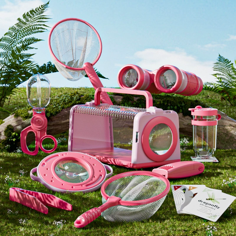 Кросс-бордерный розовый популярный набор для приключений на природе для детей: игрушка для ловли насекомых, клетка для насекомых, многофункциональная игрушка для разведения