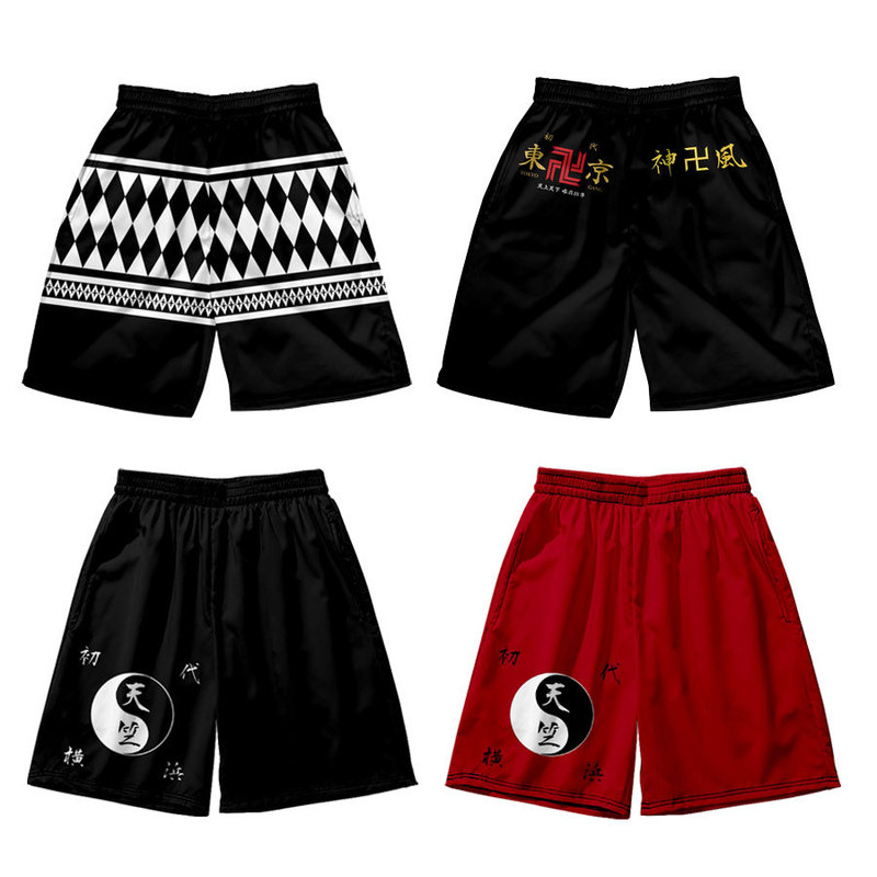 Japanese diffuse Tokyo Avengers peripheral printed secondary shorts men's and women's casual pants wholesale