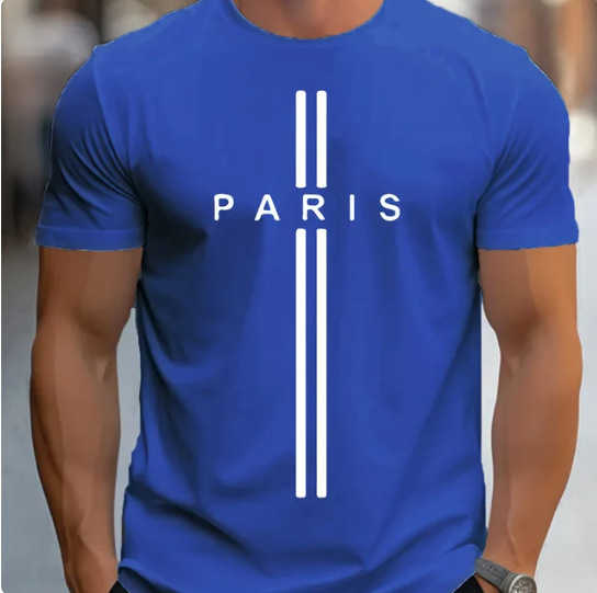 Fashion Men's T-shirt Large Silhouette Loose 3D Printing Sports And Leisure Slim-fit Crew Neck Short-sleeved T-shirt_viptrois.com