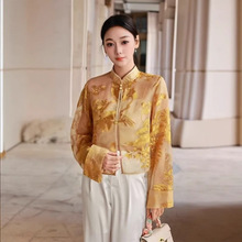 新中式真丝欧根纱盘扣衬衫女夏新复古唐装国风气质桑蚕丝衬衫