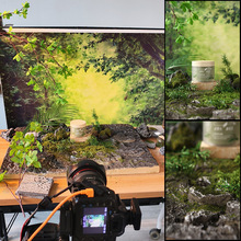 3D岩石苔藓拍照背景板珠宝美妆复古场景装饰造景洞洞砖摄影道具创