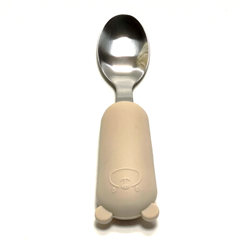 아이보리 (곰 실리콘 스테인리스 숟가락)