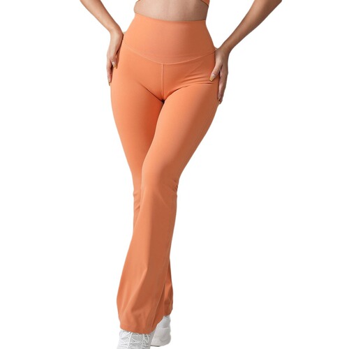INS 2024 European and American Cross-Border New Arrival Yoga Pants: High-Waisted, Hip-Sculpting Peach-Shape Flared Pants with Lycra for a Nude-Like Feel