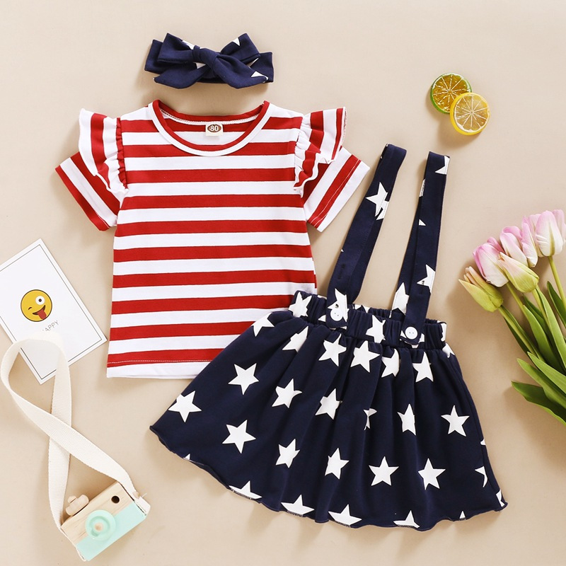 INS nuevo especial de primavera y verano para niñas europeas y americanas traje del Día de la independencia