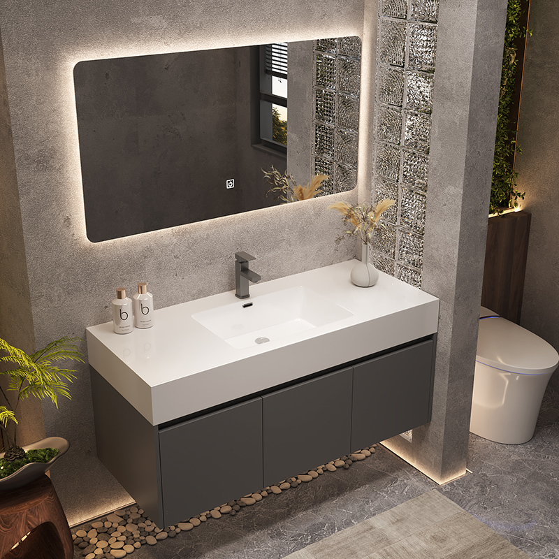 Slate Ceramic Seamless Integrated Basin Bathroom Cabinet Public Restroom Minimalist Style Wash Basin Washbasin Vanity