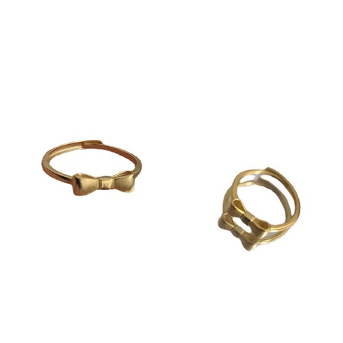 Simple and sweet bow ring~Matt gold high-end daily adjustable ring for women spring new trend