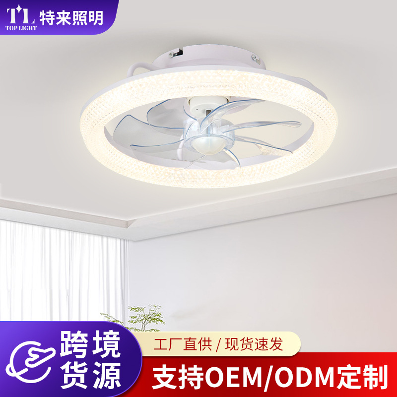 Lámpara Ventilador de Techo Invisible de Plástico con Control Inteligente e Inversor para Sala de Estar y Dormitorio