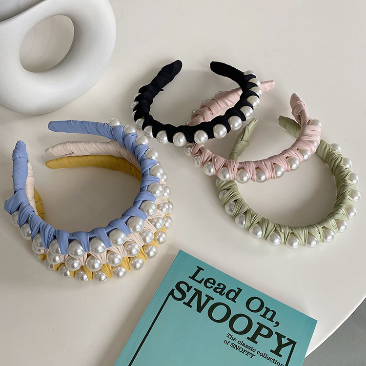 Korean Winding Pearl Woven Headband Wholesale display picture 4