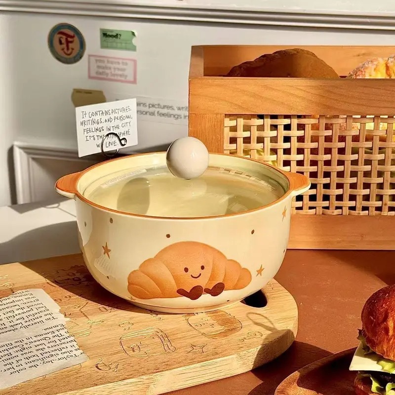 可爱陶瓷泡面碗带盖学生宿舍方便面碗螺丝粉碗高温釉下彩加厚面碗|undefined