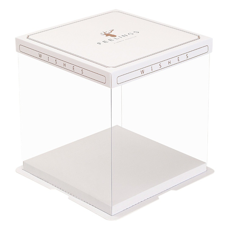 Caja de pastel de cumpleaños transparente caja de embalaje 4 4 pulgadas 6 8 8 10 10 12 solo doble capa en línea rojo embalaje de regalo de vacaciones
