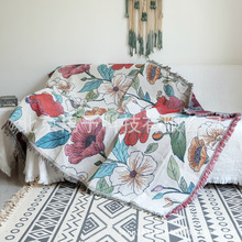 美式田园新中式古典棉麻风沙发装饰流苏线毯双面盖布民族床尾搭毯