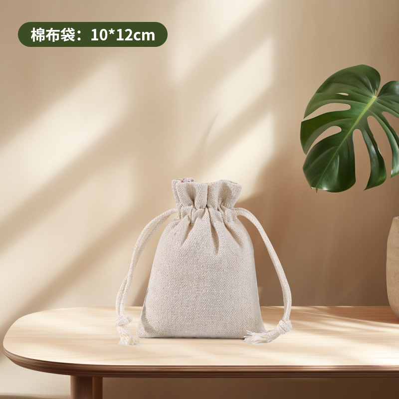 Bolsa de Almacenamiento con Cordón de Algodón, Bolsa de Lino con Cordón, Se Puede Imprimir con Logotipo, Bolsa de Tela Pequeña en Existencia
