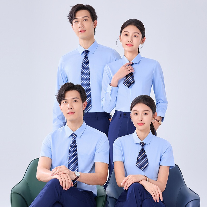 Formal office business shirt, wrinkle-resistant work uniform, long-sleeved, non-iron professional shirt for men, light blue Formal office business shirt, wrinkle-resistant work uniform, long-sleeved, non-iron professional shirt for men, light blue