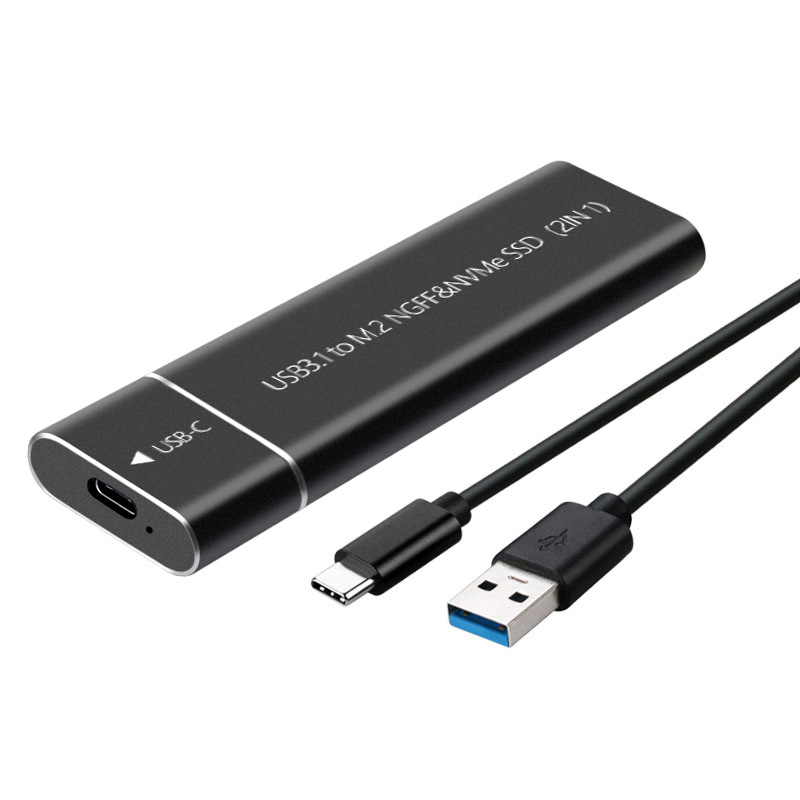 M.2硬盤盒USB3.1Type-C支持NGFF/MVMe雙協議金屬外置移動硬盤盒