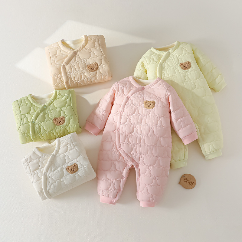 Newborn Clothes, Autumn and Winter Thickeneded Baby Jumpsuits, Baby Cotton Clothes, Warm Clothes, Velvet Outing Clothes, Crawling Clothes