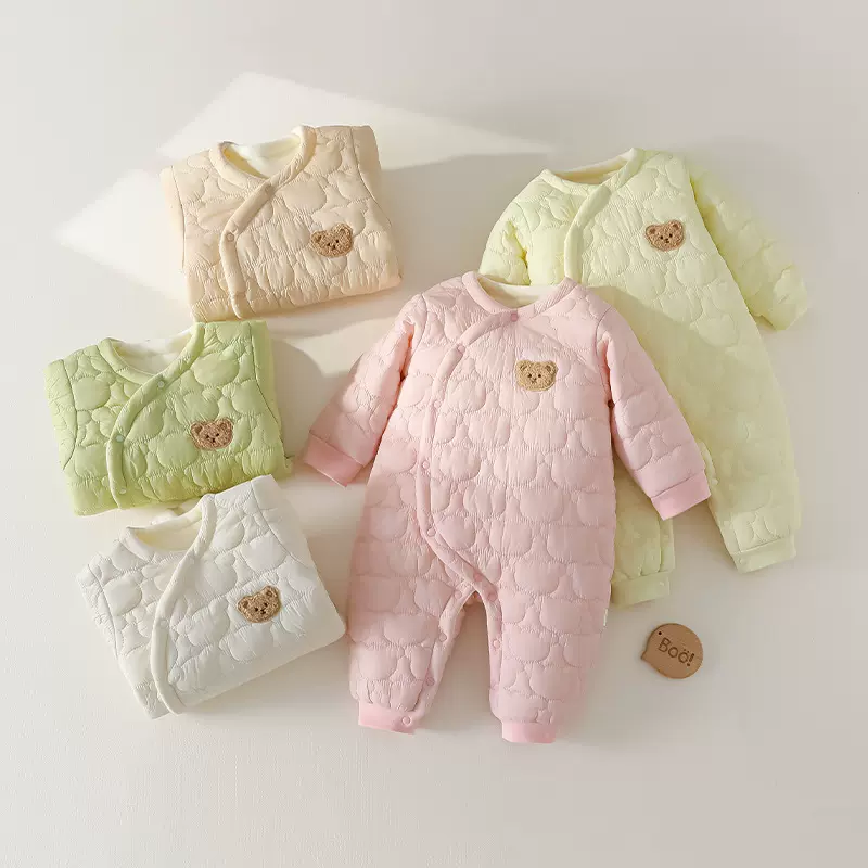 新生儿衣服秋冬加厚婴儿连体衣宝宝哈衣棉服保暖衣加绒外出服爬服