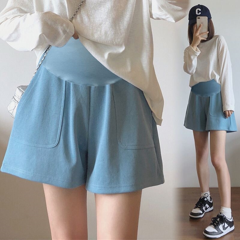 Maternity Shorts Versatile Summer New High-Waisted Slimming Casual Wide-Leg Five-Point Sports Shorts with Belly Support Maternity Pants