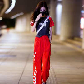 欧货短袖运动休闲服套装女夏季2024新款时尚洋气跳舞广场舞两件套
