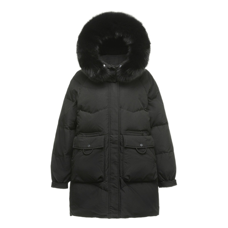 2025 Winter Plus-Size Women's Clothing for Chubby Figures, Slimming and Extra-Large, Mid-Length Thick down Jacket with Fox Fur Collar 215