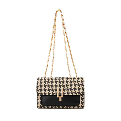 Women's Small Charming Wind Bag, Korean Style Shoulder and Crossbody Bag with Polka Dot Chain Texture PU Bag