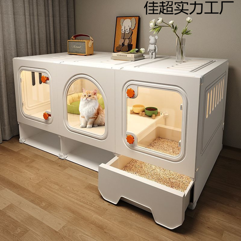 고양이 케이지, 화장실이 있는 고양이 빌라, 일체형 가정용 실내 소형 고양이 케이지, 1룸 화장실 고양이 집