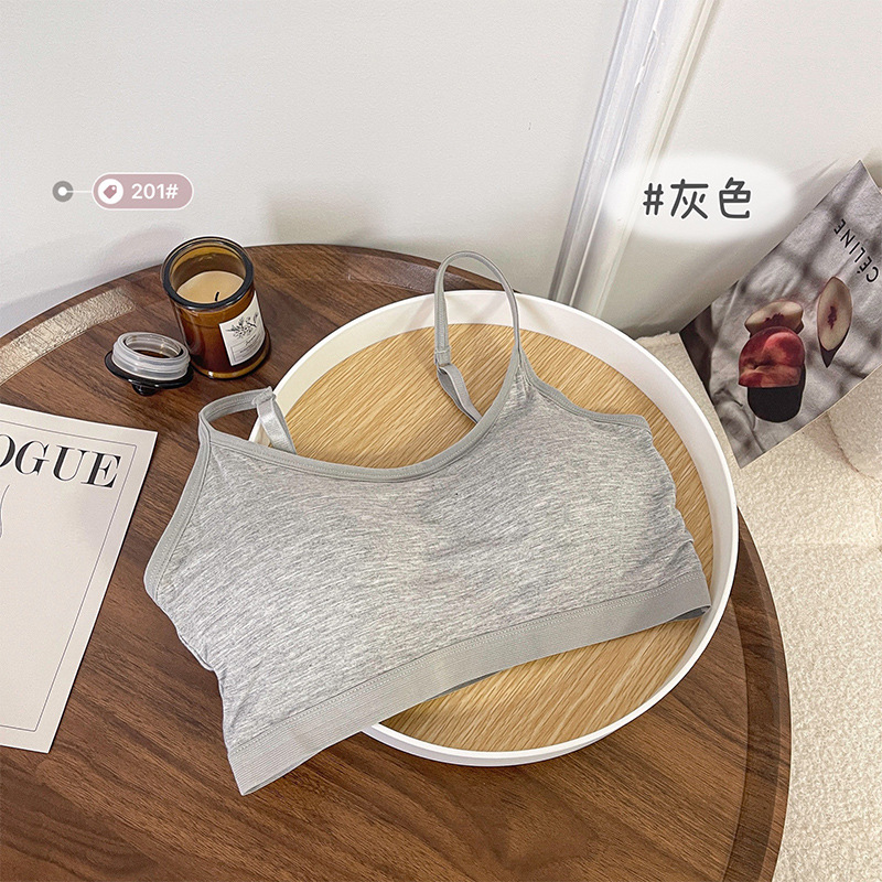 Sling para mujer Sujetador de verano de una pieza con almohadilla para el pecho, chaleco trasero de belleza, ropa interior sin costuras, tirantes finos con posavasos