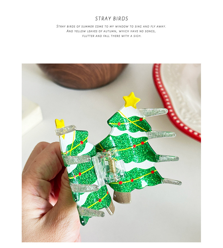 32g Weight Hair Claws Hair Accessories Type 1 Piece Quantity Party, Festival, Street Occasion Acrylic Material Christmas Festival Christmas Tree, Santa Claus, Letter Pattern Women's Gender Casual Style Casual Women's Christmas Tree Santa Claus Letter Arylic Hair Claws