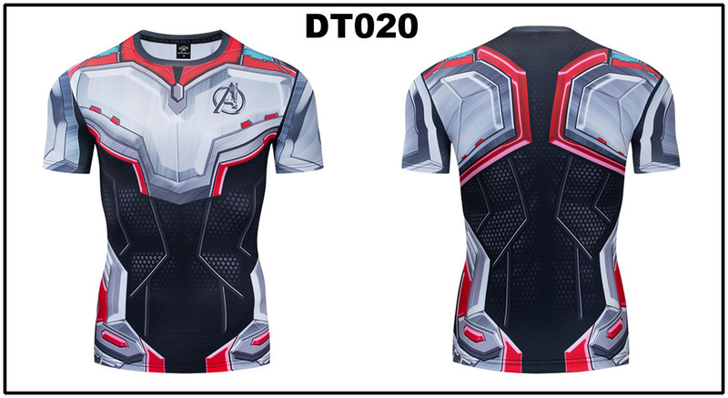 貿易アマゾンメンズアベンジャーズマーベルDC同服スポーツフィットネスストレッチ半袖Tシャツ|undefined