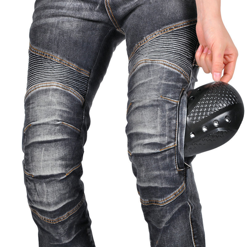 VOLERO pantalones vaqueros de la motocicleta de las mujeres de la vendimia lavada pantalones de montar casuales pantalones de Kevlar resistente al desgaste anti-caída