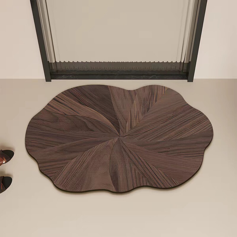 Italian Wood Grain Bathroom Absorbent Mat, Diatomaceous Earth Foot Mat for Bathroom Entrance, Quick-Drying Non-Slip Floor Mat for Shower Room