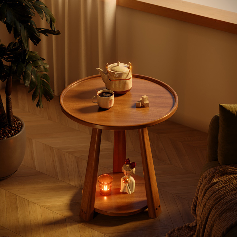 Mesa de té de madera de lujo ligera pequeña mesa pequeña pequeña mesa pequeña sala de estar pequeña mesa de mesa redonda de ocio