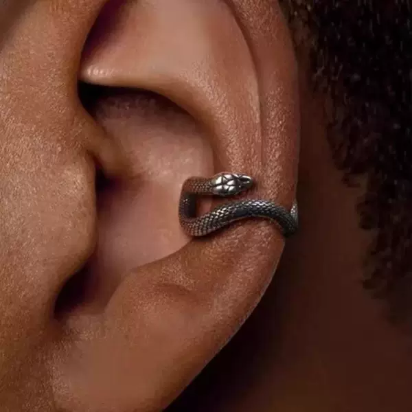 Retro Snake Ear Clip Without Pierced Men's Ear Bone Clip Earrings Ear Hanging Niche High-End Earrings Personalized Cross-Border Jewelry