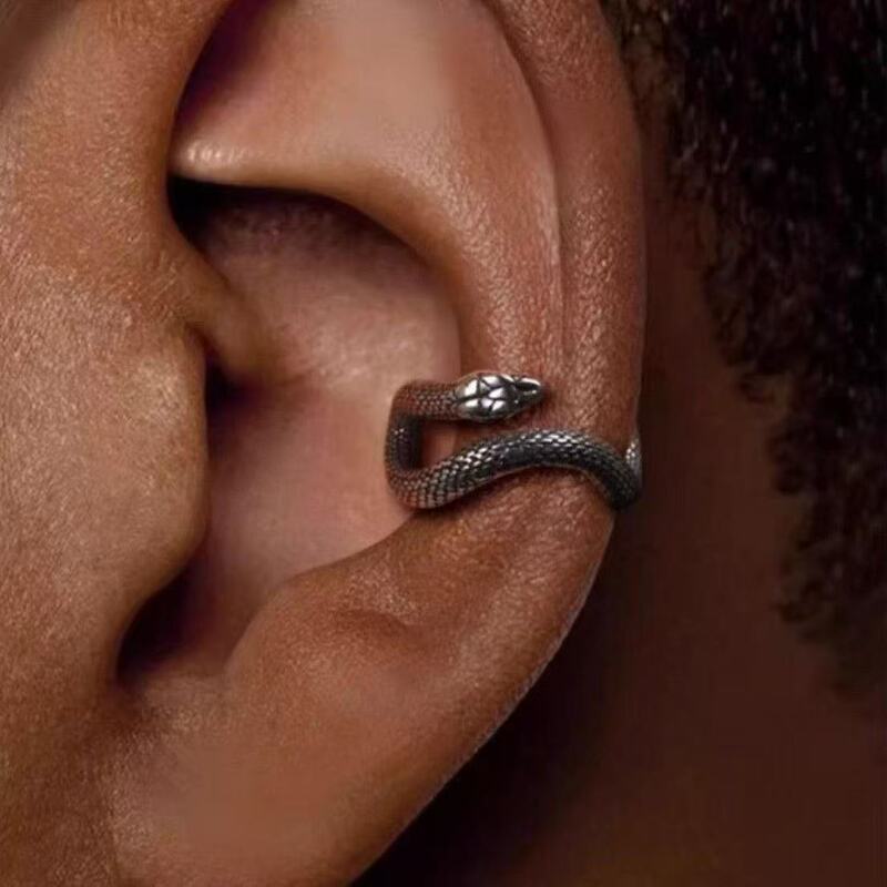 Retro Snake Ear Clip Without Pierced Men's Ear Bone Clip Earrings Ear Hanging Niche High-End Earrings Personalized Cross-Border Jewelry