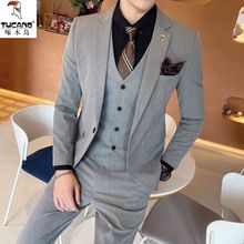 西服套装男三件套韩版修身商务正装休闲小西装新郎结婚礼包邮跨境
