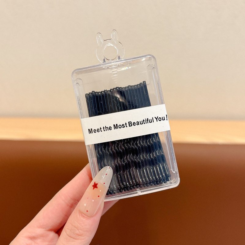 Simple caja negra una abrazadera de acero abrazadera de cabeza de bola de mujer cabello fijo en forma de U clip de cabello cabeza de abrazadera de pestaña invisible