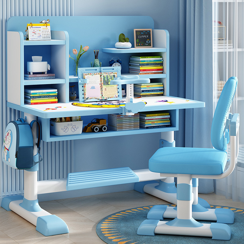 Children's Study Table, Primary School Student's Writing Homework Desk and Chair Combination Set, Home Table, Children's Desk Can Be Lifted