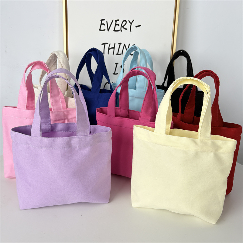 New Solid Color Canvas Handbag for Women, Simple and Portable for Work, Lunch Box Lunch Bag, Large Capacity Storage Bag