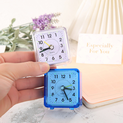 Creative transparent square candy color alarm clock fashionable student bedroom small alarm clock simple square clock wholesale