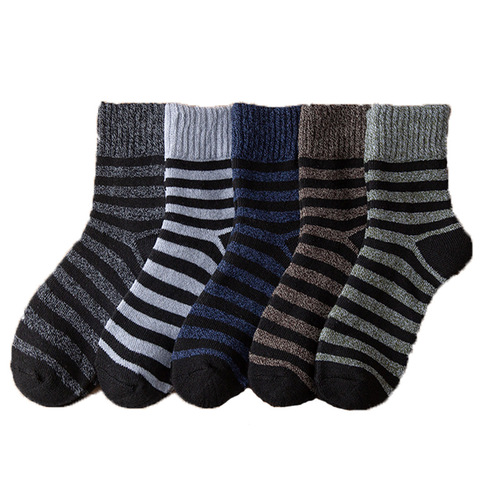 Men's Winter Fleece Lined Thick Warm Crew Socks Retro Men's Linked Towel Socks Mid-Calf Floor Socks Cotton Socks