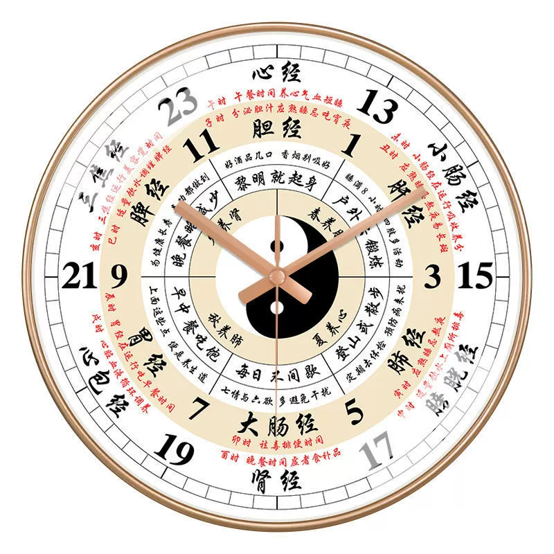 Часы Ziwuwan Injecting Beauty Salon Clock Clock Clocks 24 Hours of Health History Clock Chinese Medicine Twelve Camera Meridian Gossip S тихие часы