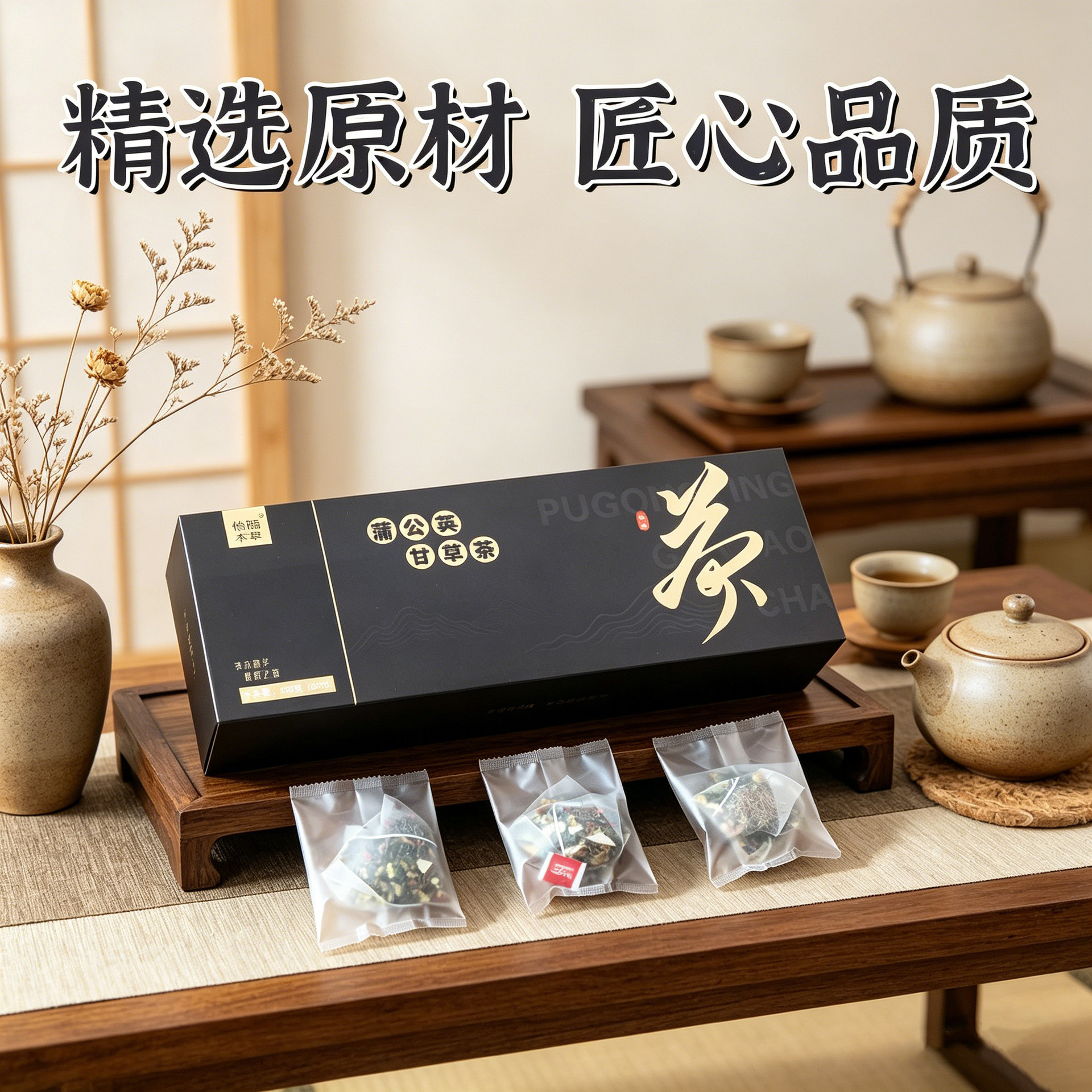 Dandelion Licorice Herbal Tea 30 Bags with Ginseng Gardenia Tangerine Peel Corn Silk Mulberry Leaf Rose Blend key features