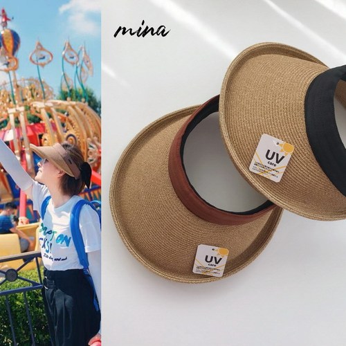 Japanese Son Duyi Style Flat Cap Straw Hat for Girls, Casual, Unbrimmed, UVCUT Sun Protection Hat against UV Radiation and Sunshade
