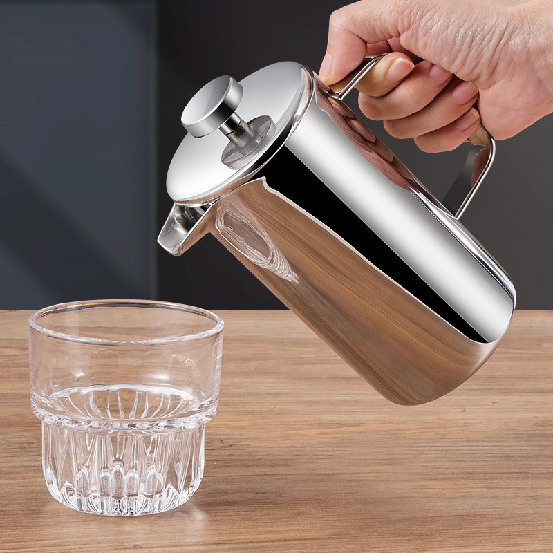 Factory Direct Supply for Cross-Border Foreign Trade 304 Stainless Steel French Press Pot, Coffee Milk Frother, Filter-Type Appliance, Large Capacity