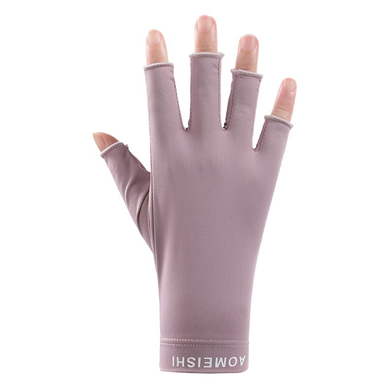 Guantes de protección solar de verano guantes de seda de hielo manicura de las mujeres al aire libre pesca conducción equitación protección solar medio dedo guantes