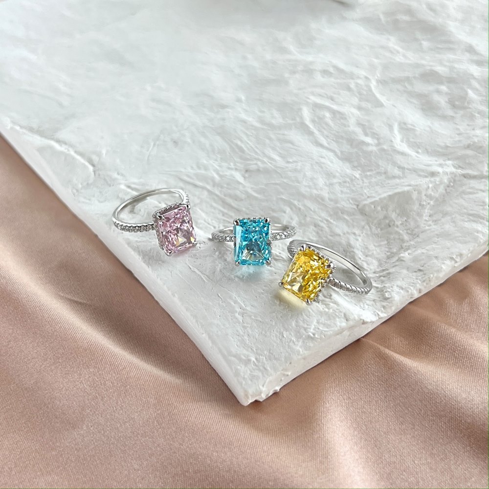 Fashion Square Silver Plating Inlay Rhinestones Rings 1 Piece