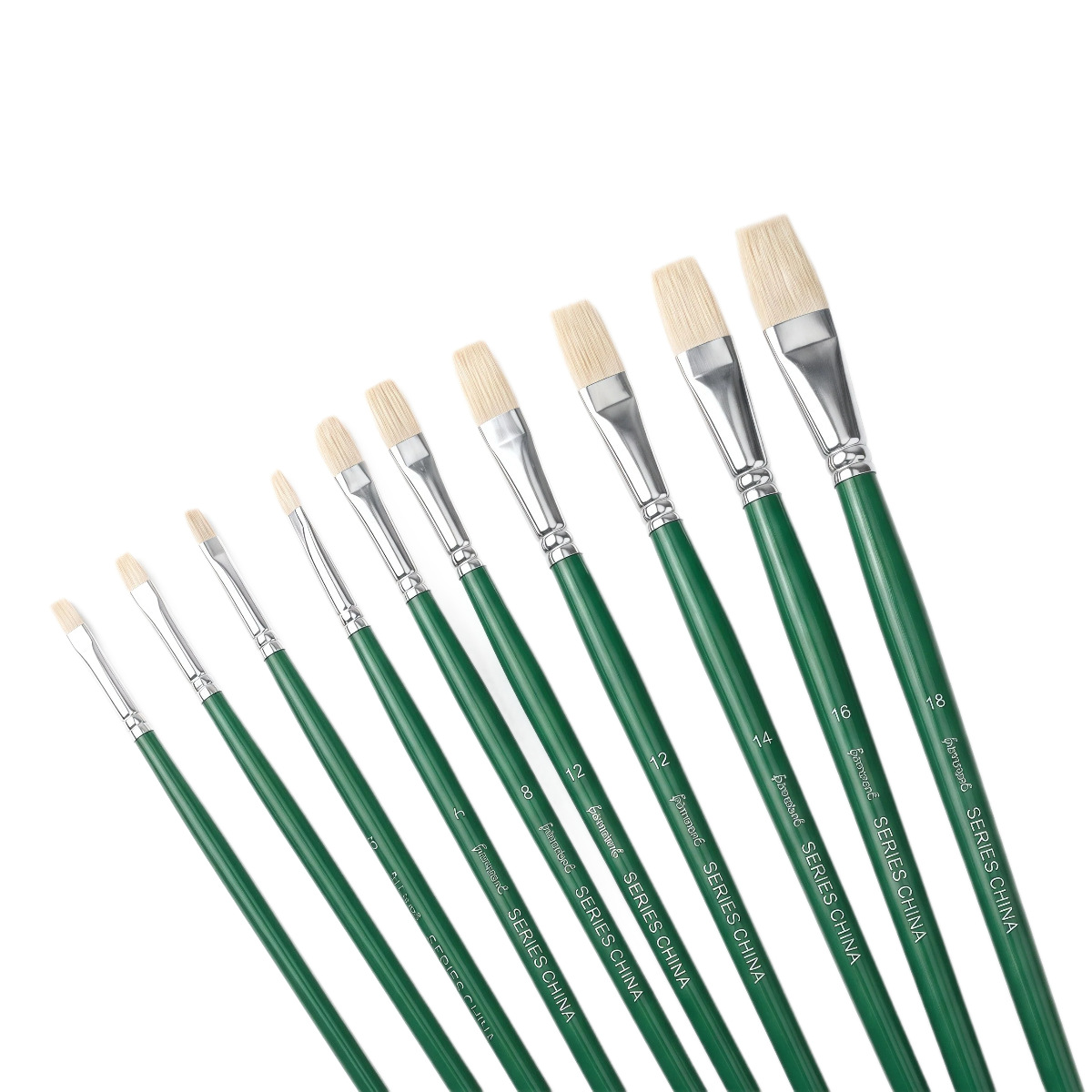 9 tipos de especificaciones de pinceles de cerdo para pintura al óleo acrílico herramienta de dibujo de cabeza plana de varilla larga