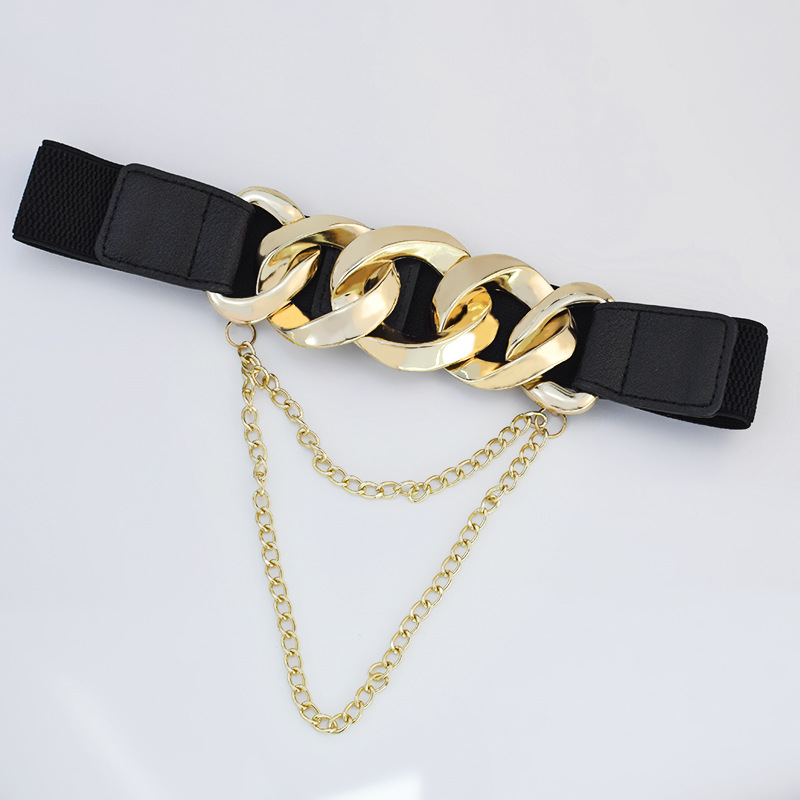 Nuova cintura elastica a catena europea e americana con abito decorativo in vita elastica, stile abito, cintura dimagrante per donna_voghion.com