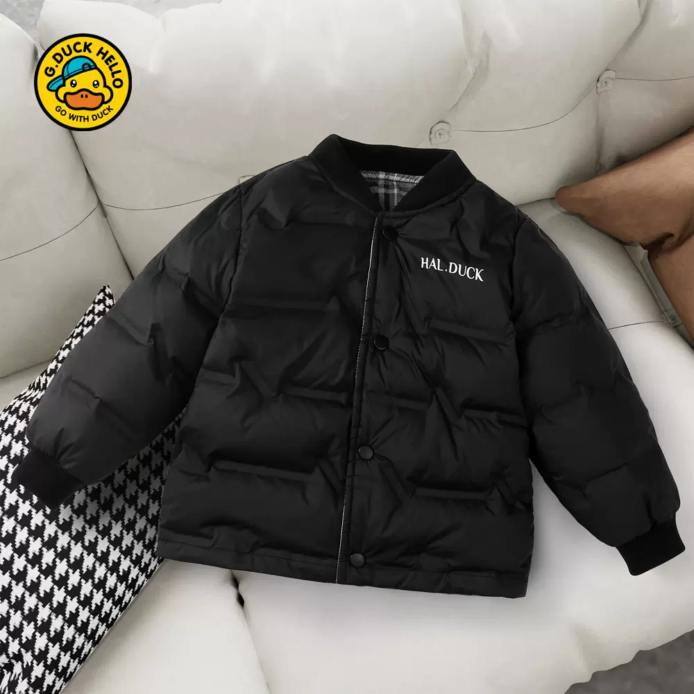 小黄鸭儿童羽绒服内胆上衣男童保暖羽绒服女孩中大童内穿校服套装