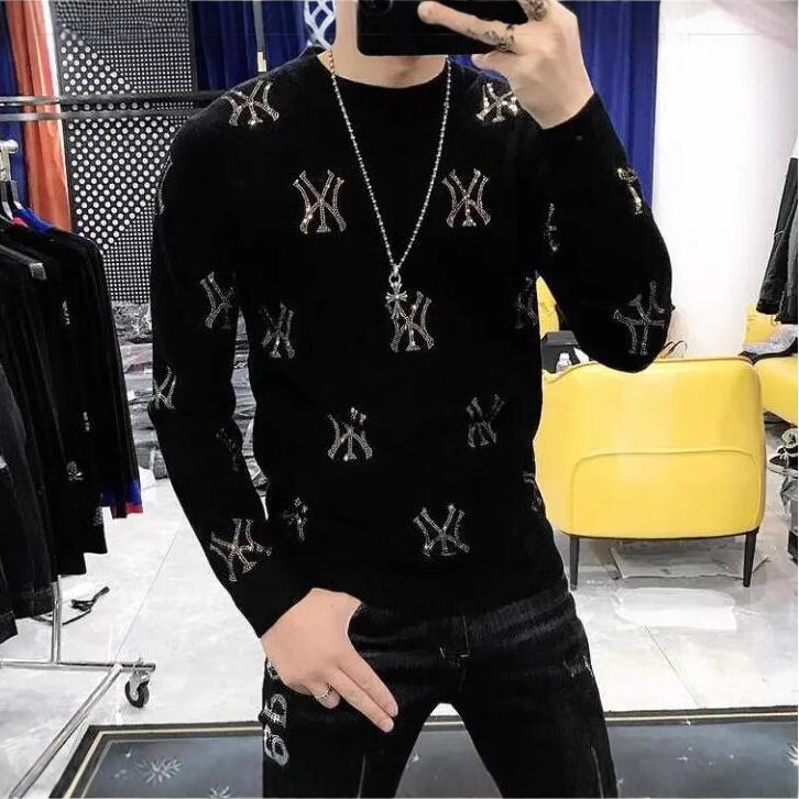 Autumn and winter men's trendy personalized rhinestone sweater cross-border e-commerce exclusive for youth fashion Korean slim sweater men Autumn and winter men's trendy personalized rhinestone sweater cross-border e-commerce exclusive for youth fashion Korean slim sweater men